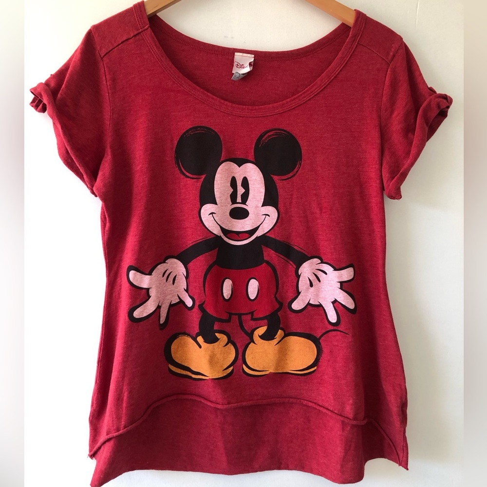 Women's Disney Tee Heathered Red With Mickey Graphic
